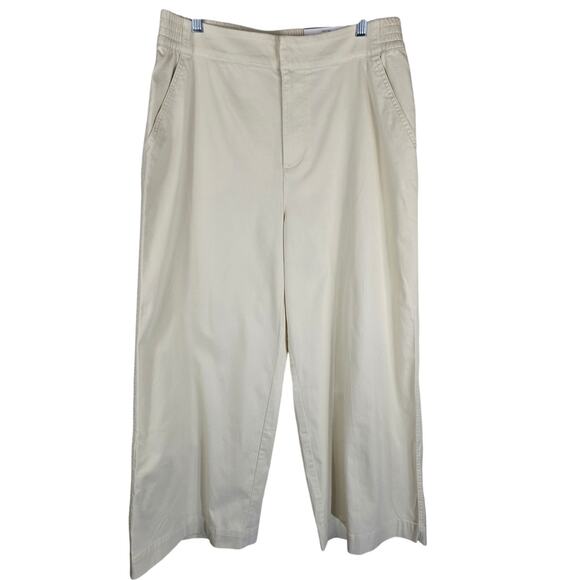 On 34th Cream Wide Leg Ankle High Rise Work Business Chino Women's Pants L NWT - Picture 1 of 6